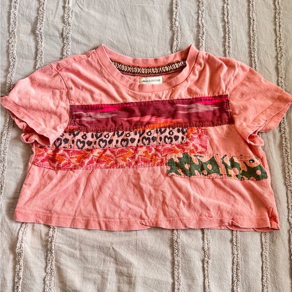100% Cotton Urban Outfitters Patchwork Crop Top - Picture 1 of 8